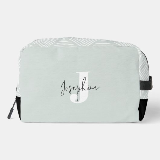 Mint Green Moderne Minimalistische Monogrammed Toilettasje (Achterkant)