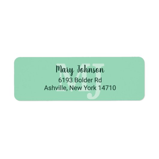 Mint Green Monogram 2 Initialen met twee letters M Etiket (Voorkant)