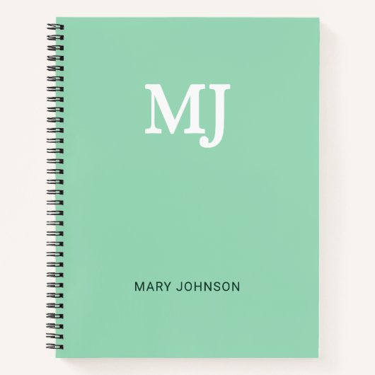 Mint Green Monogram 2 Initialen met twee letters M Notitieboek (Voorkant)