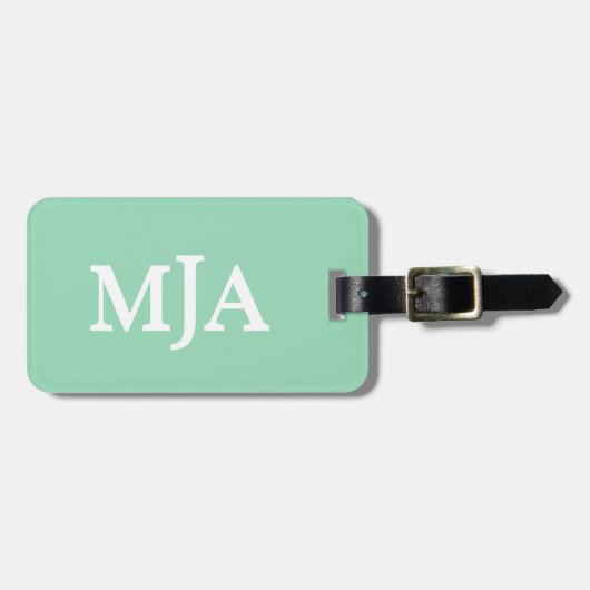 Mint Green Monogram 3 Initialen met drie letters M Bagagelabel (Voorkant horizontaal)