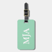 Mint Green Monogram 3 Initialen met drie letters M Bagagelabel (Voorkant verticaal)