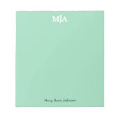Mint Green Monogram 3 Initialen met drie letters M Notitieblok (Voorkant)