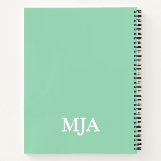 Mint Green Monogram 3 Initialen met drie letters M Notitieboek (Achterkant)