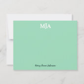 Mint Green Monogram 3 Initialen met drie letters M Notitiekaartje (Voorkant)