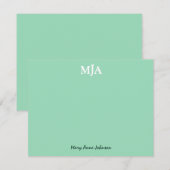 Mint Green Monogram 3 Initialen met drie letters M Notitiekaartje (Voorkant / Achterkant)