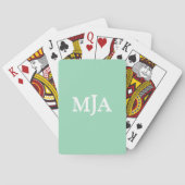 Mint Green Monogram 3 Initialen met drie letters M Pokerkaarten (Achterkant)