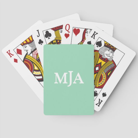 Mint Green Monogram 3 Initialen met drie letters M Pokerkaarten (Achterkant)
