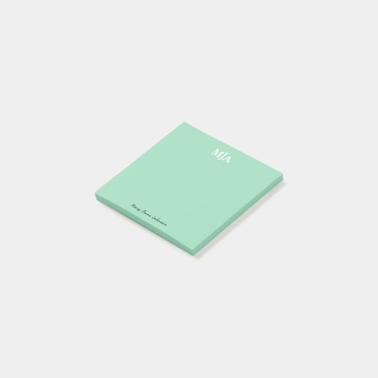 Mint Green Monogram 3 Initialen met drie letters M Post-it® Notes (Schuin)