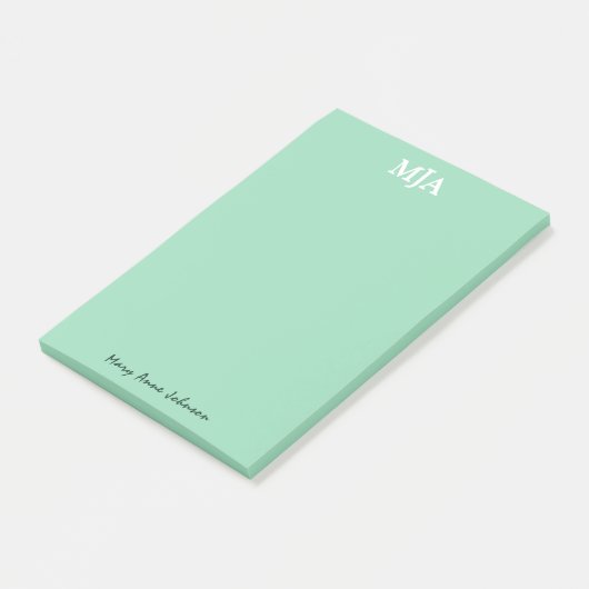 Mint Green Monogram 3 Initialen met drie letters M Post-it® Notes (Schuin)