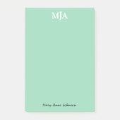 Mint Green Monogram 3 Initialen met drie letters M Post-it® Notes (Voorkant)