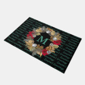 Mint Green MONOGRAM Kerstmis Deurmat (Schuin)