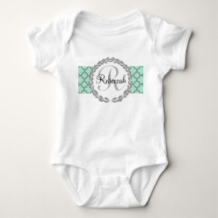 Mint Green Monogram Romper