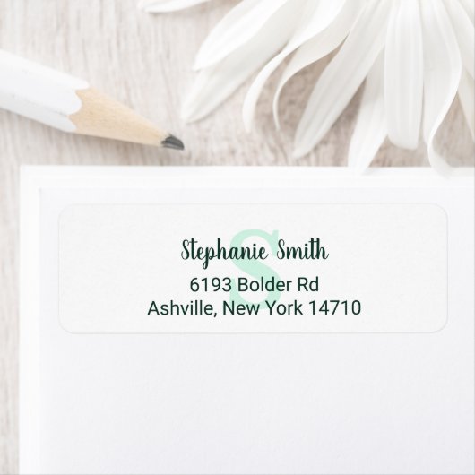 Mint Green Monogram Script Signature Elegant Etiket (Insitu)