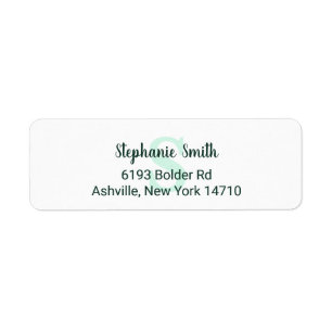 Mint Green Monogram Script Signature Elegant Etiket