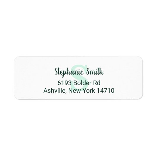 Mint Green Monogram Script Signature Elegant Etiket (Voorkant)