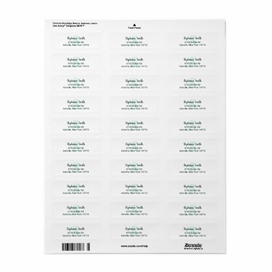 Mint Green Monogram Script Signature Elegant Etiket (Full Sheet)