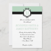 Mint Green Monogram Weddenschap Kaart (Achterkant)