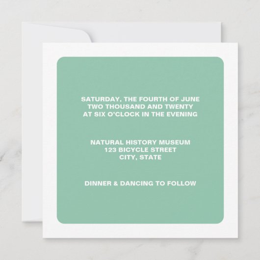 Mint Green Monogram Wedding Invitations Kaart (Achterkant)