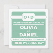 Mint Green Monogram Wedding Invitations Kaart (Voorkant)