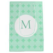 Mint Green Monogrammed Elegant Modern Sjabloon Medium Cadeauzakje (Achterkant)