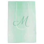 Mint Green Monogrammed Moderne Sjabloon Elegant Medium Cadeauzakje (Achterkant)
