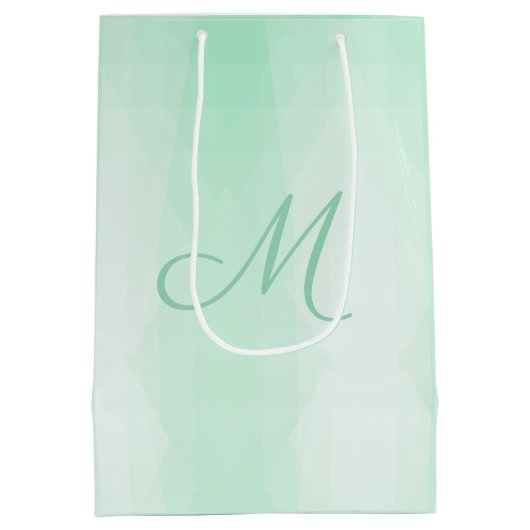 Mint Green Monogrammed Moderne Sjabloon Elegant Medium Cadeauzakje (Achterkant)