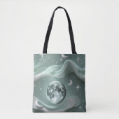 Mint Green Moon Fresh Calming Aesthetic Tote Bag (Voorkant)
