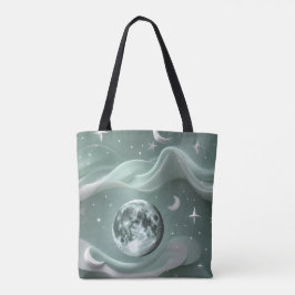 Mint Green Moon Fresh Calming Aesthetic Tote Bag