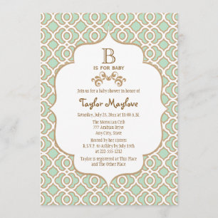 Mint Green Moroccan Gender Neutral Baby shower Kaart