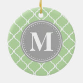 Mint Green Moroccan Lattice Grey Monogram Keramisch Ornament (Achterkant)
