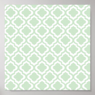 Mint Green Moroccan Quatrefoil Clover Poster
