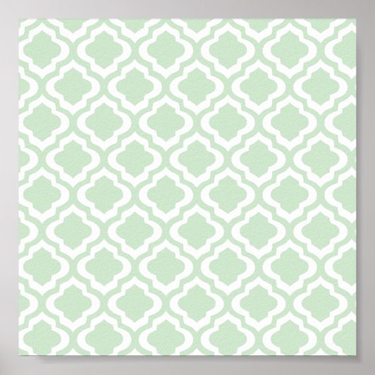 Mint Green Moroccan Quatrefoil Clover Poster (Voorkant)