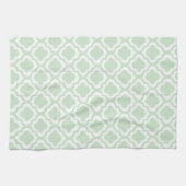Mint Green Moroccan Quatrefoil Clover Theedoek (Horizontaal)