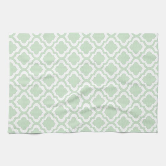 Mint Green Moroccan Quatrefoil Clover Theedoek (Horizontaal)