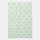 Mint Green Moroccan Quatrefoil Clover Theedoek (Verticaal)