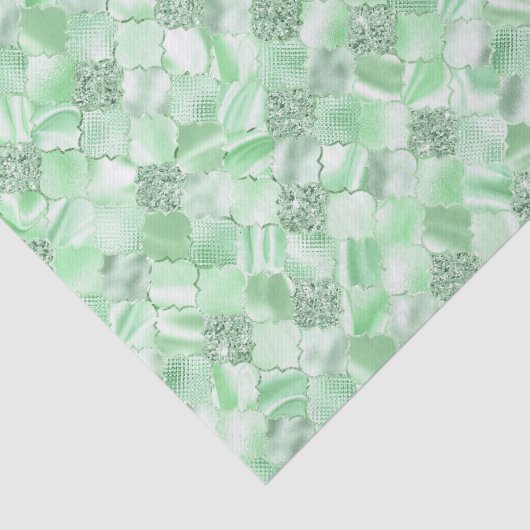Mint Green Moroccan Quatrefoil Pattern Tissuepapier (Detail)
