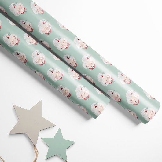 Mint Green Mrs. Claus Wrapping Paper Cadeaupapier