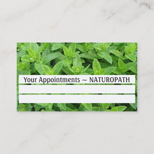 Mint Green Naturopath Appointment Visitekaartje Afsprakenkaartje (Achterkant)