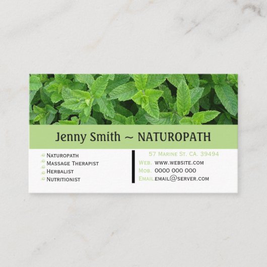 Mint Green Naturopath Appointment Visitekaartje Afsprakenkaartje (Voorkant)