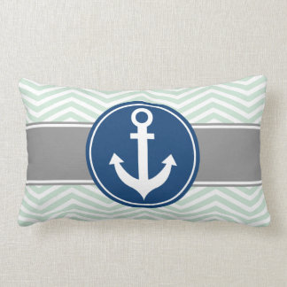 Mint Green Nautical Anchor Chevron Kussen