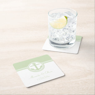 Mint Green Nautical Anchor Kartonnen Onderzetters