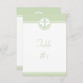 Mint Green Nautical Anchor Reception Table Kaart (Voorkant / Achterkant)