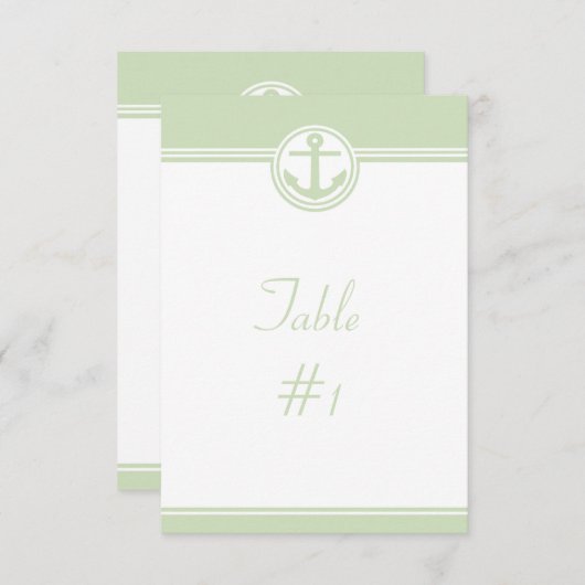 Mint Green Nautical Anchor Reception Table Kaart (Voorkant / Achterkant)