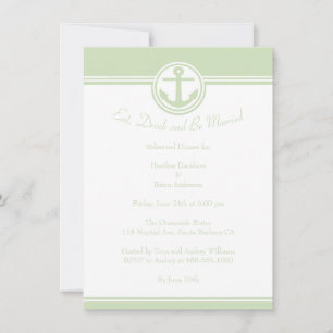 Mint Green Nautical Anchor Rehearsal Dinner Invite Kaart