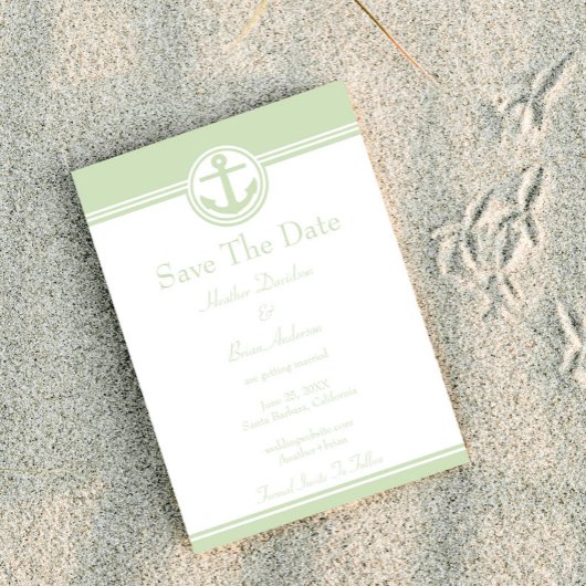 Mint Green Nautical Anchor sparen de Datum Save The Date