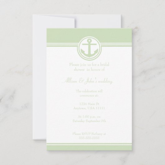Mint Green Nautical Anchor Vrijgezellenfeest nodig Kaart (Voorkant)