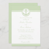 Mint Green Nautical Anchor Wedding Invitation Kaart (Voorkant / Achterkant)