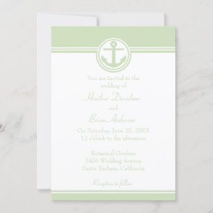 Mint Green Nautical Anchor Wedding Invitation Kaart