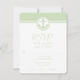 Mint Green Nautical Anchor Wedding RSVP Kaart