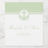 Mint Green Nautical Anchor Wijn Etiket (Enkel label)